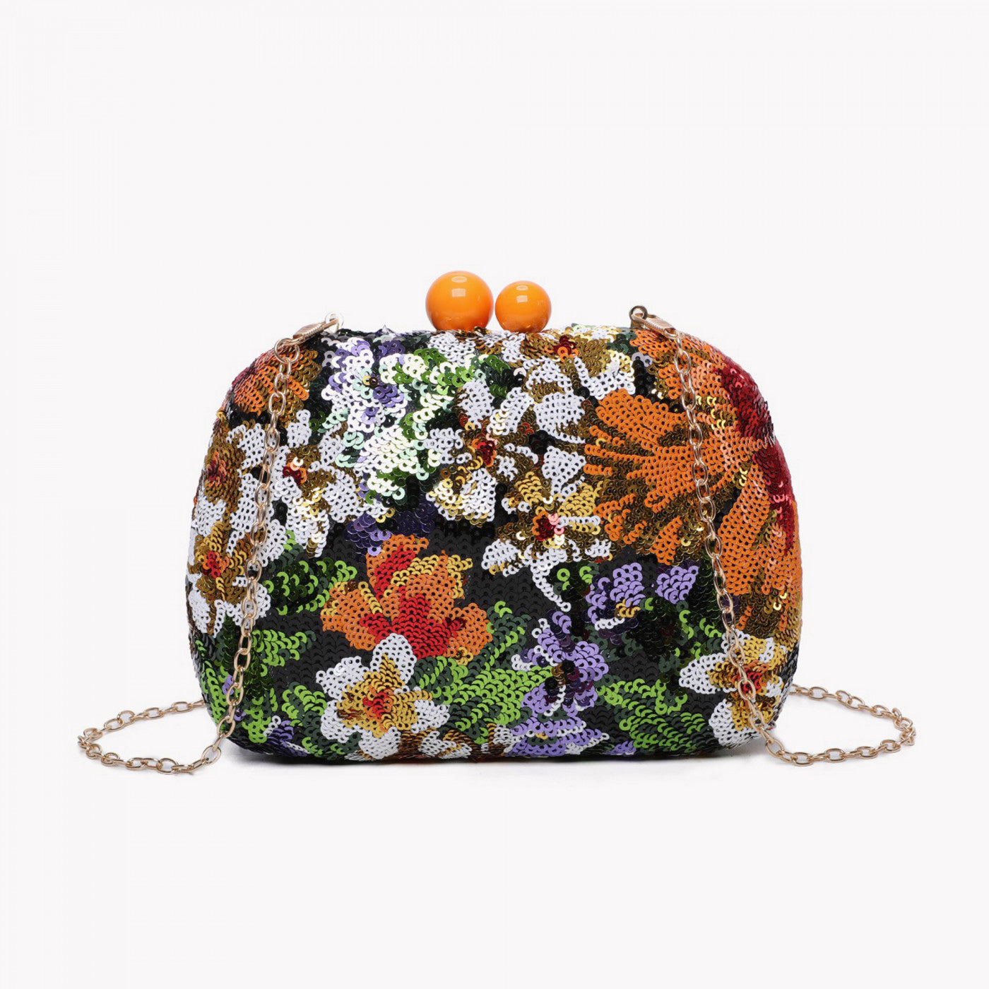 Clutch oval com lantejoulas - Laranja