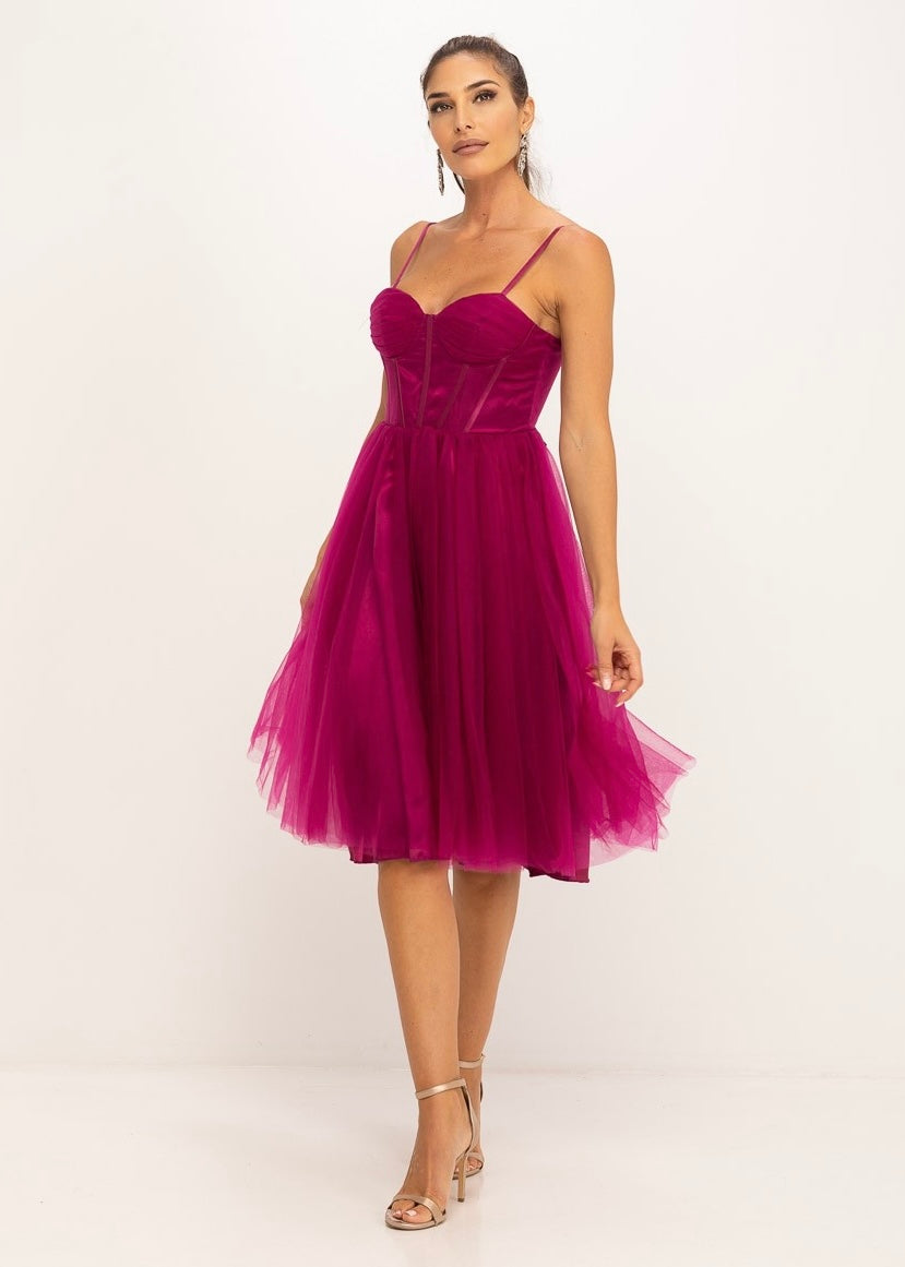 Vestido mini rosa com corset