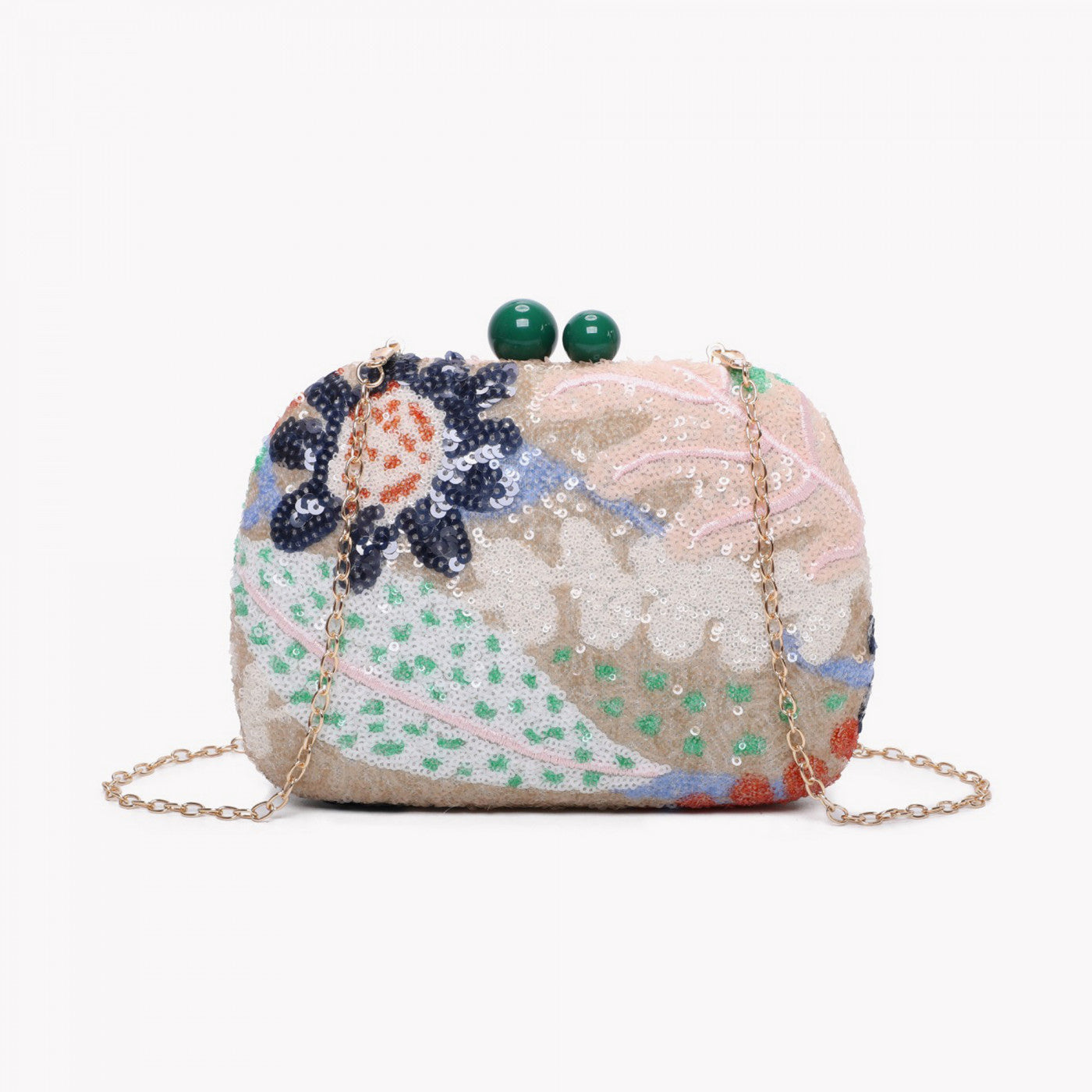 Clutch oval com lantejoulas - Verde