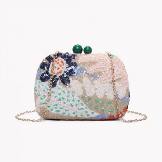 Pochette ovale à paillettes - Vert