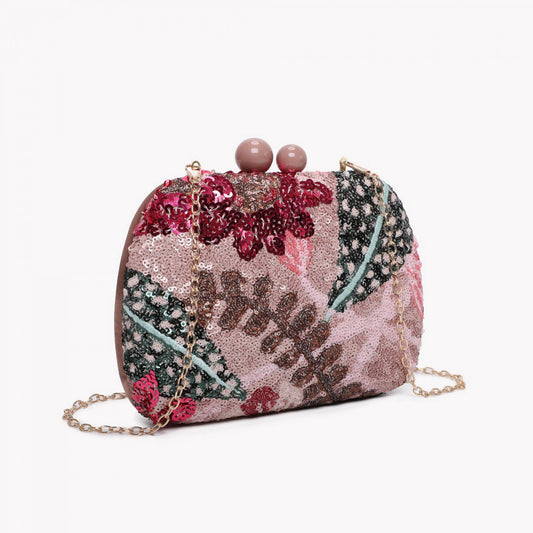 Pochette ovale à paillettes - Rose