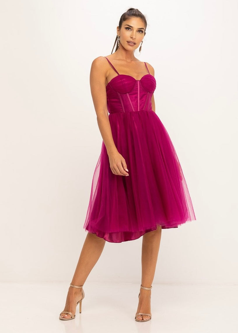 Vestido mini rosa com corset