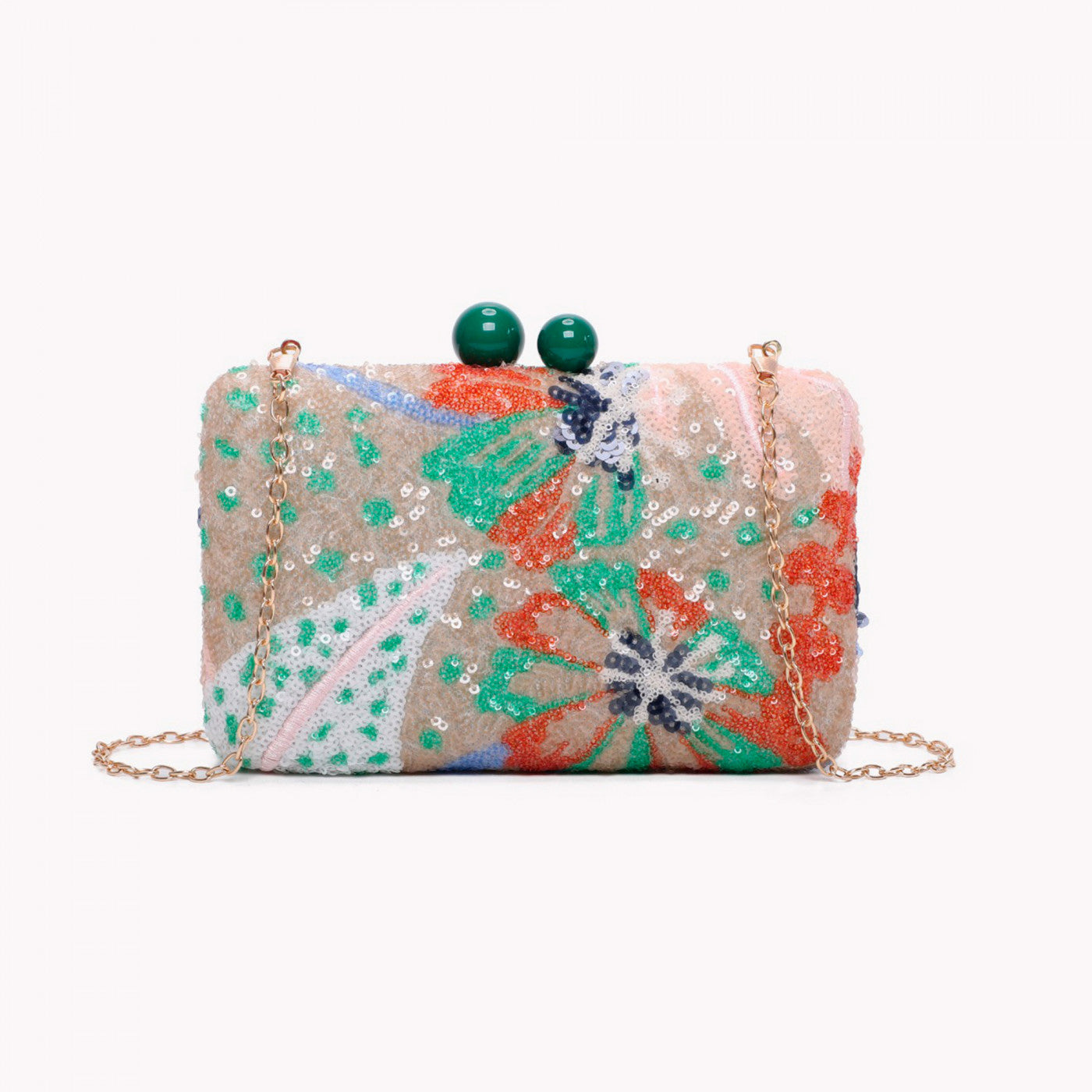 Clutch retangular com lantejoulas - Verde