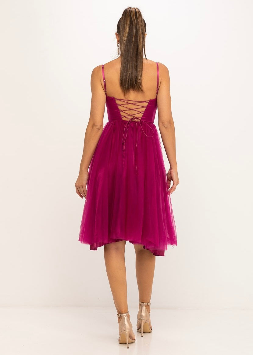 Vestido mini rosa com corset